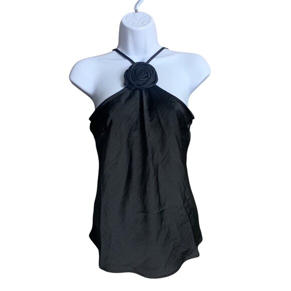 a new day Tops - A New Day Women's Black Adjustable Strap Tank Top Detachable Rose Detail Size XS